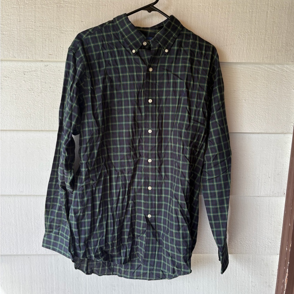 Ralph Lauren Green and Black Casual Button Down Shirt